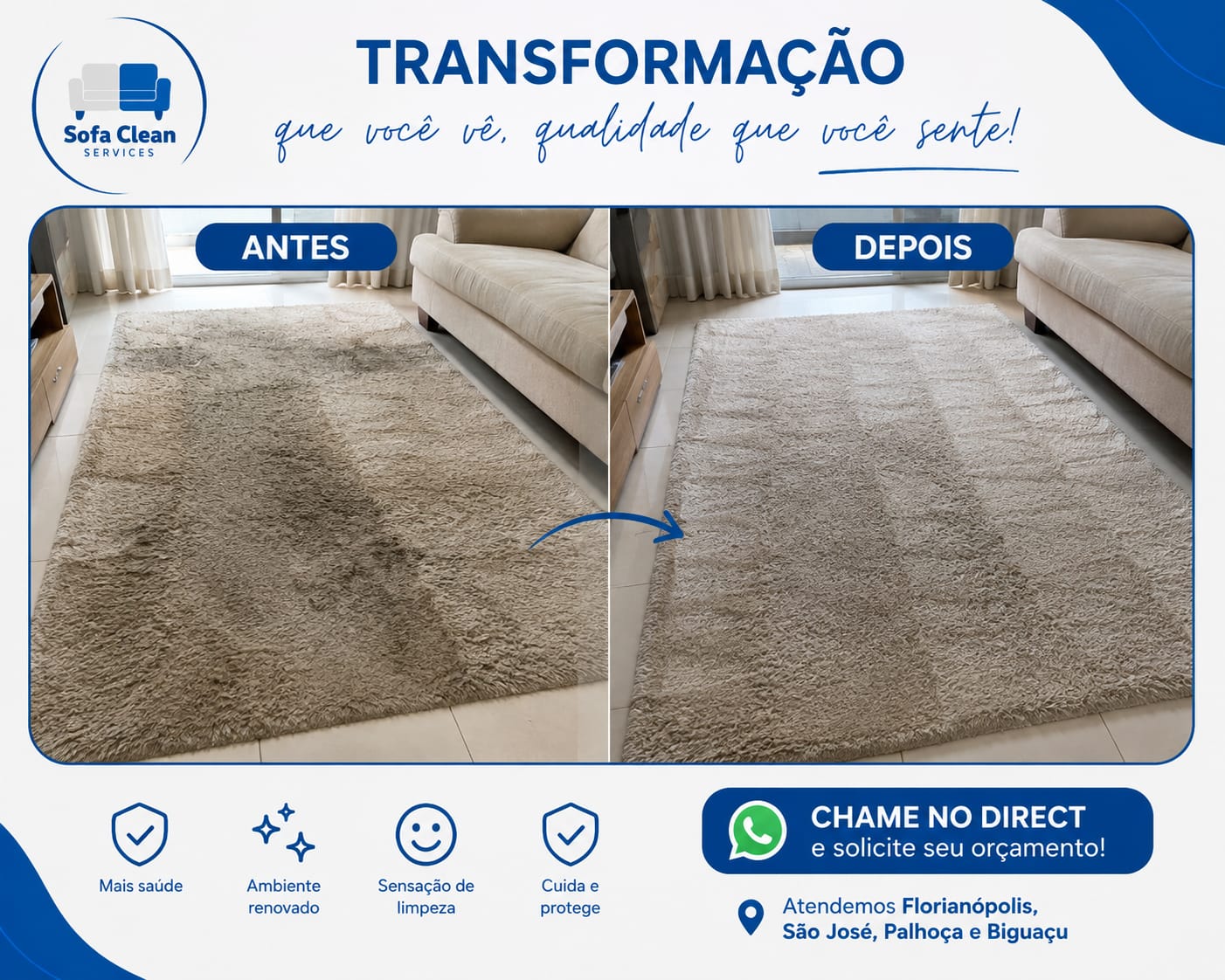 Antes e depois de tapete