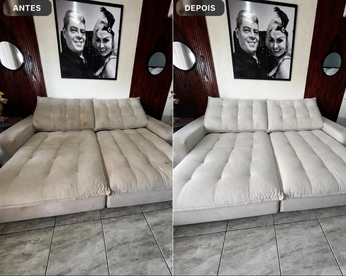 Antes e depois de sofá retrátil
